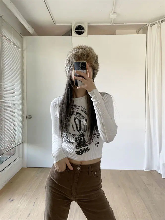 Graphic Long Sleeve Crop